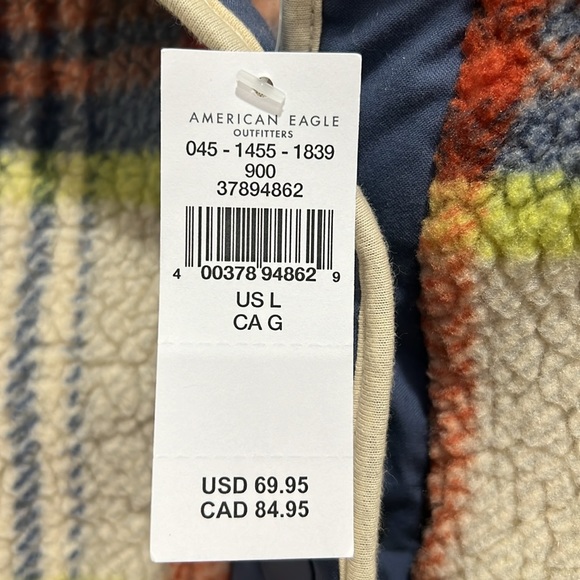 NWT | American Eagle Shacket/Sweater | Women’s Large | Cozy Plaid Print - Picture 3 of 6